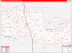 Grand Forks Metro Area Wall Map Red Line Style 2026